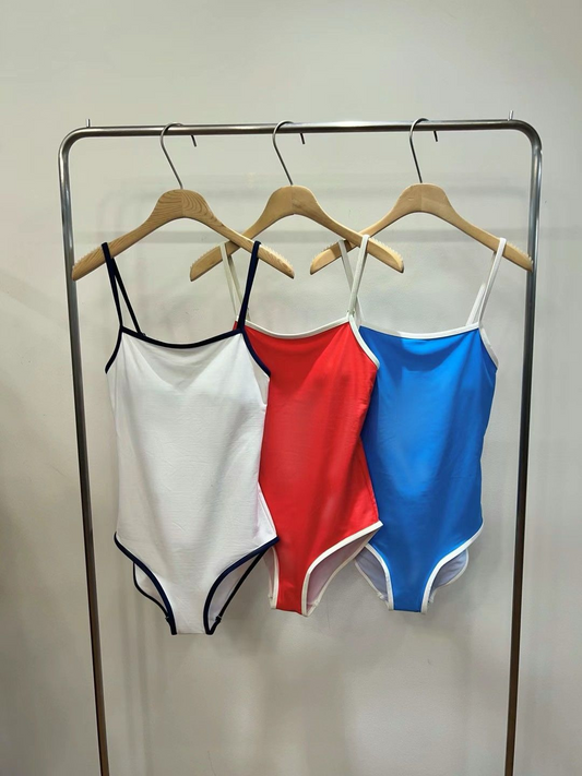 Contrast One-piece swimsuit *3 Colors