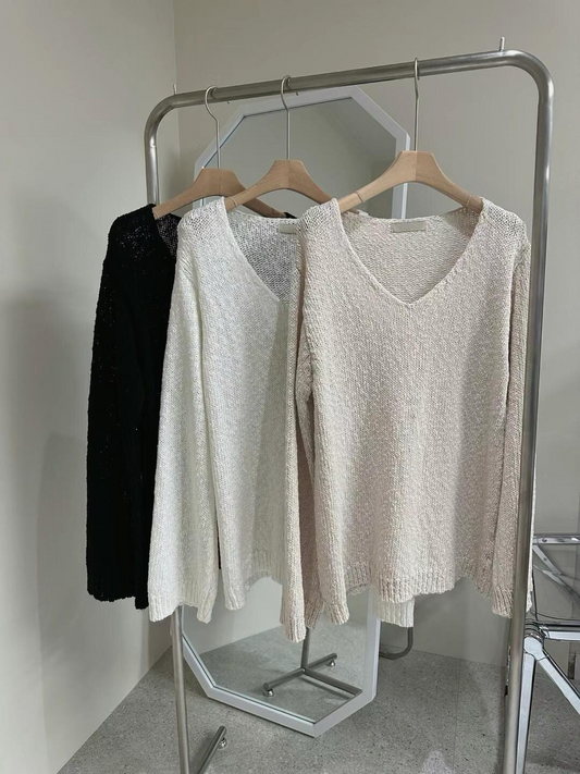 V-neck Loose Knitted Pullover *3 Colors