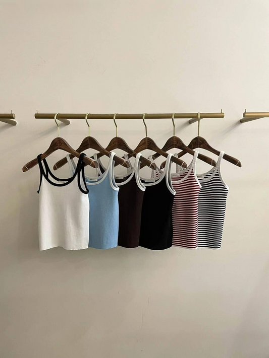 Contrast Knitted Tank Top *6 Colors