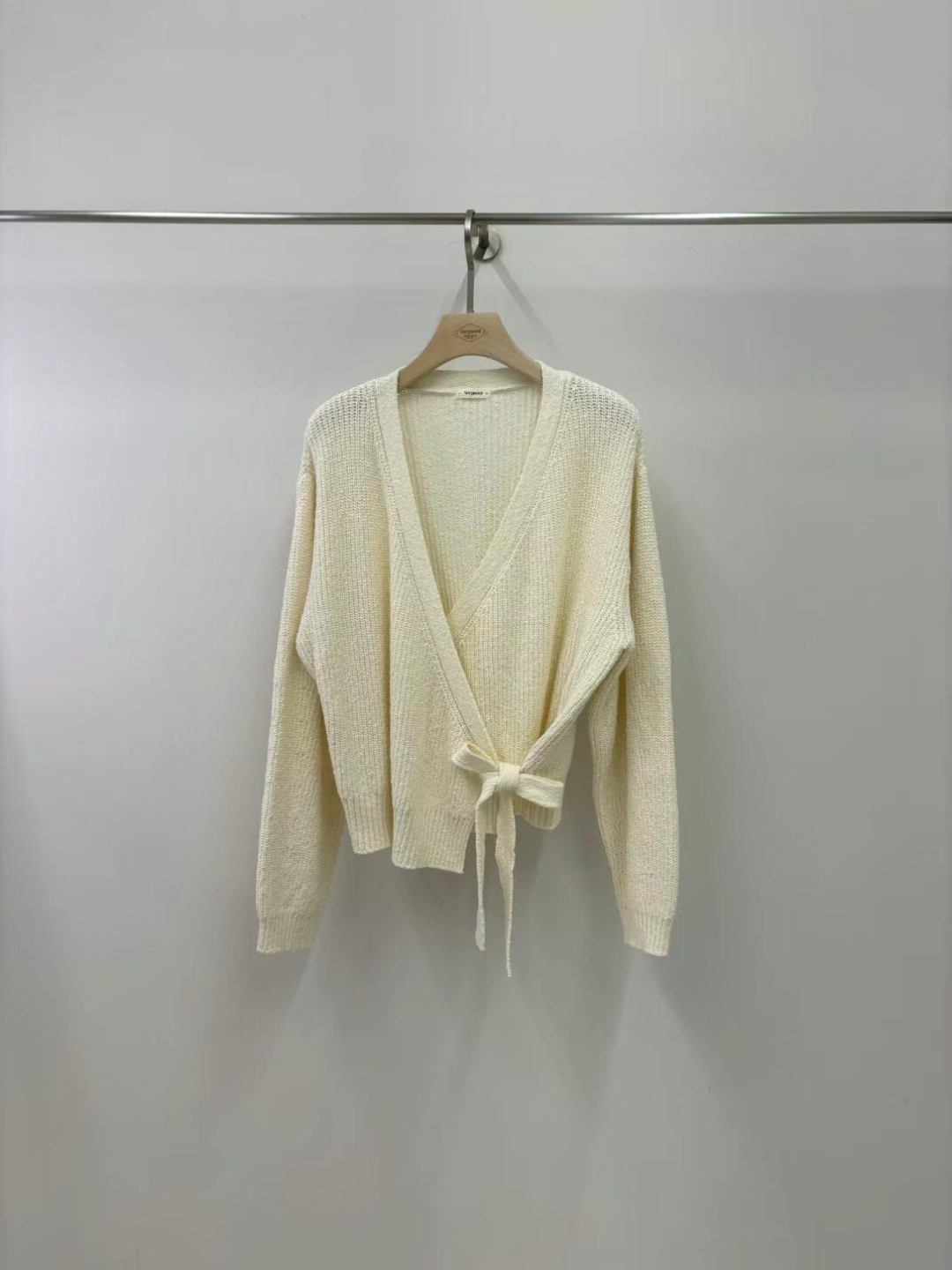 Long-Sleeved Knitted Wrap Cardigan