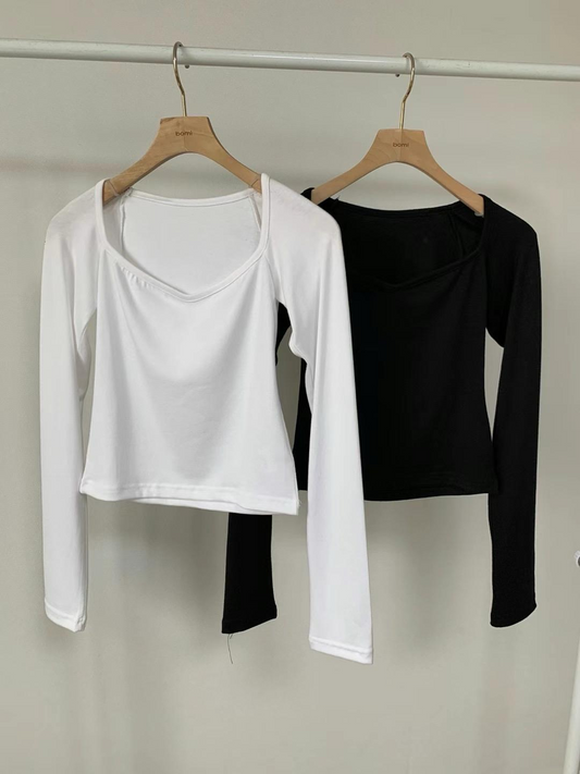 Scoop Neck Long Sleeved Top *2 Colors