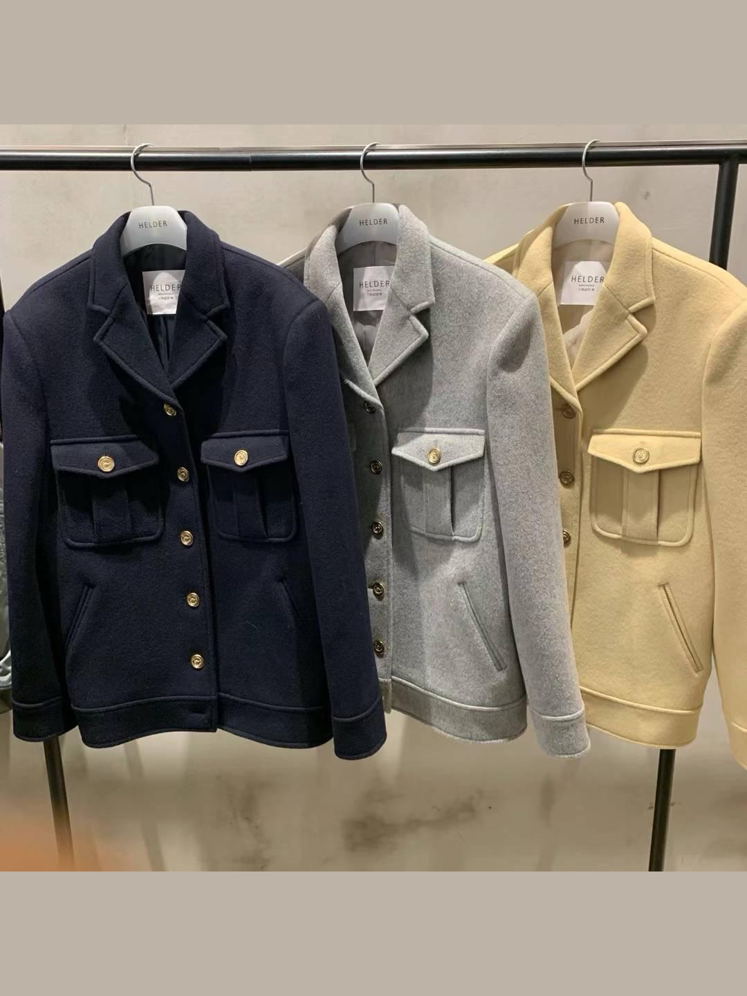 Patch Pockets Wool Coat Jacket *3 Colors