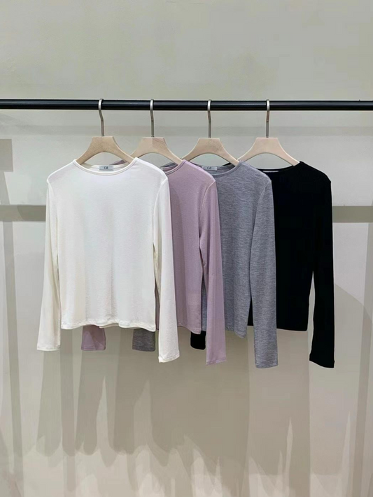 Boat Neck Long Sleeved T-shirt *4 Colors