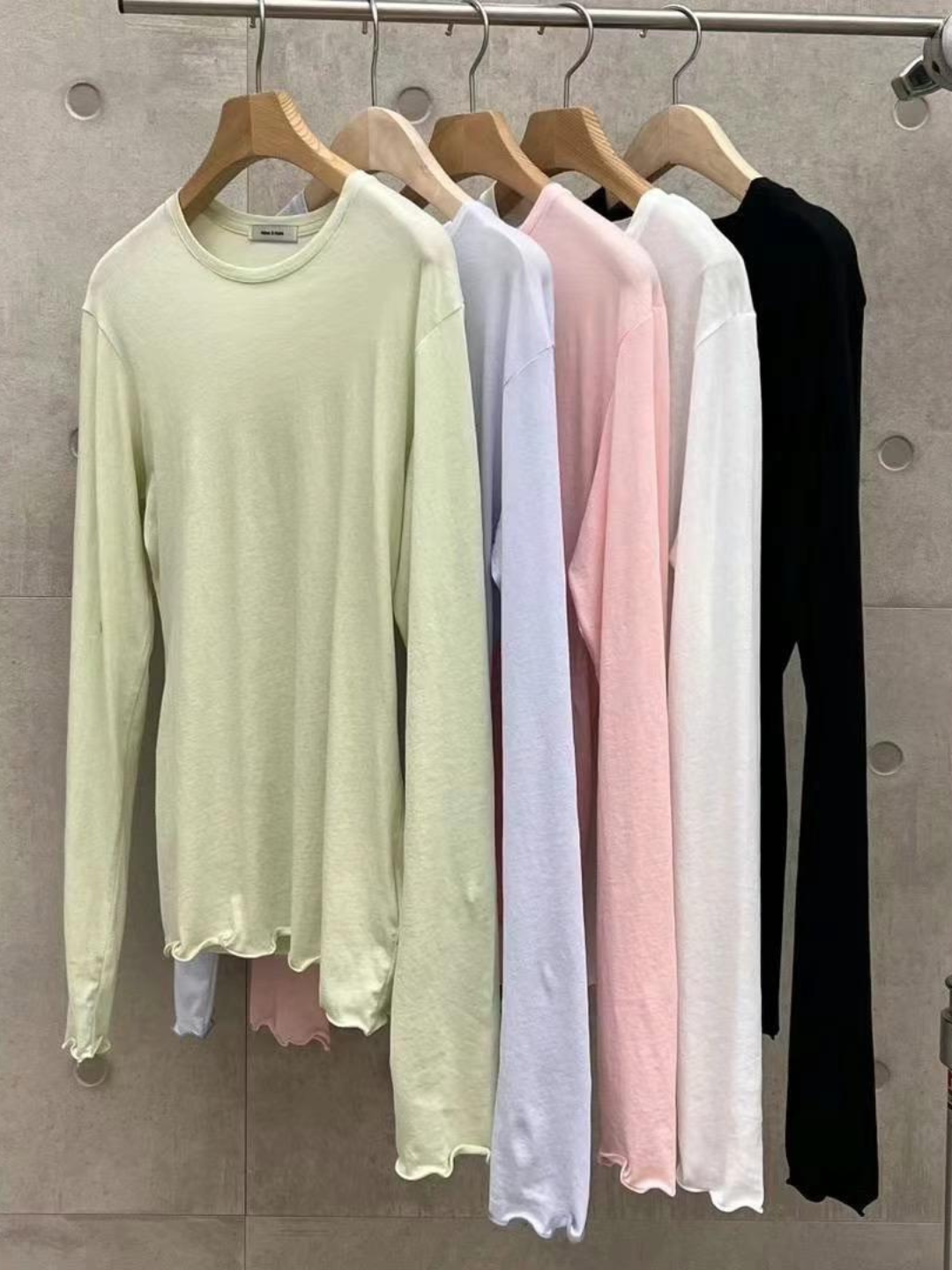 Long Sleeved Lettuce Trim T-Shirt *5 Colors