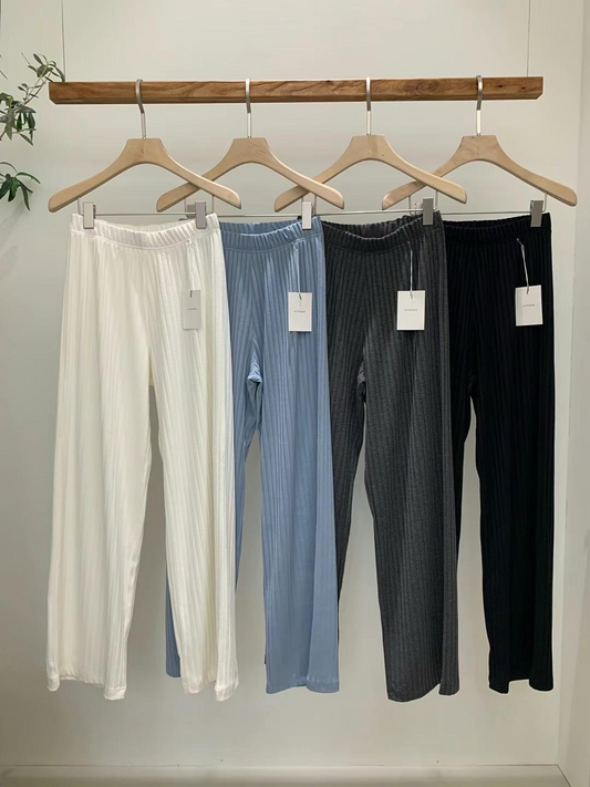 Ribbed-knit Straight Pants *4 Colors