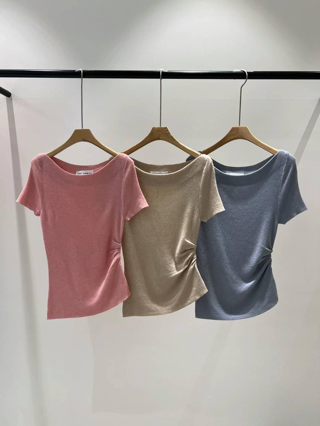 Ruched Side Short Sleeved T-shirt *3 Colors