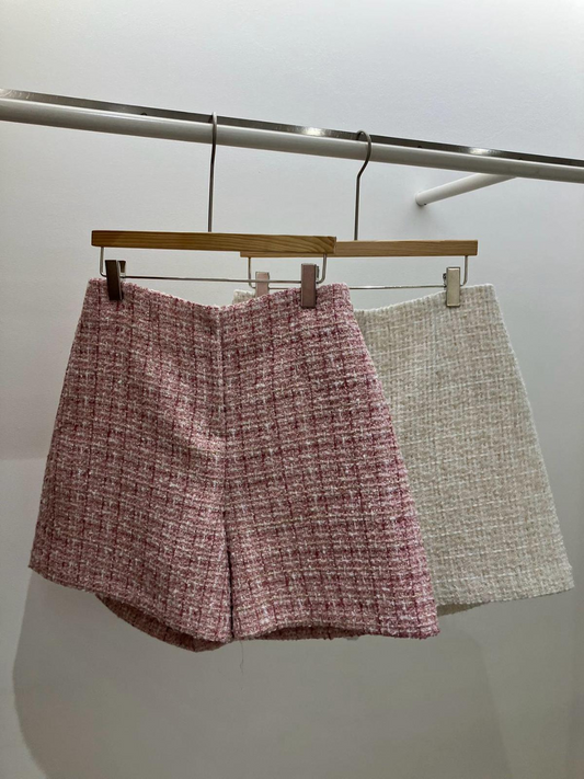 High-waist Tweed Plaid Shorts *2 Colors