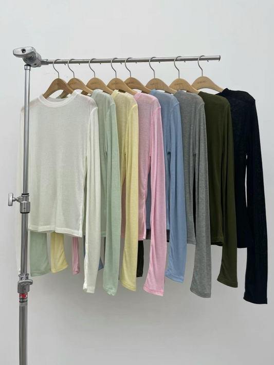 Sheer Long-sleeved T-shirt *8 Colors