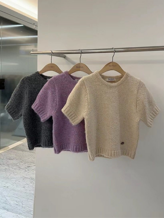 Short Sleeve Knitted Sweater *3 Colors