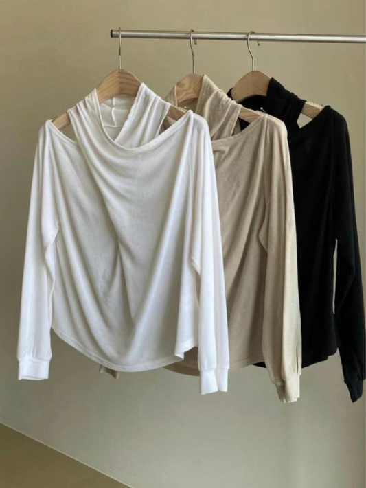 Halter-Neck Long Sleeve Top *3 Colors