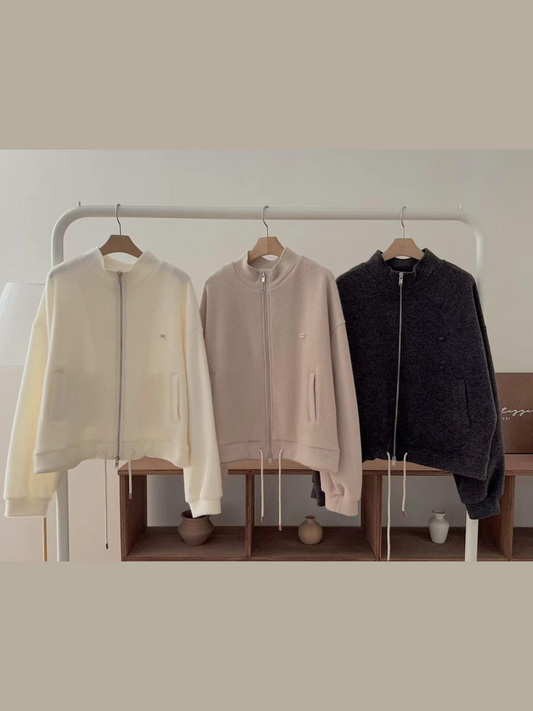 Zip-up Mock Neck Knit Sweater *3 Colors