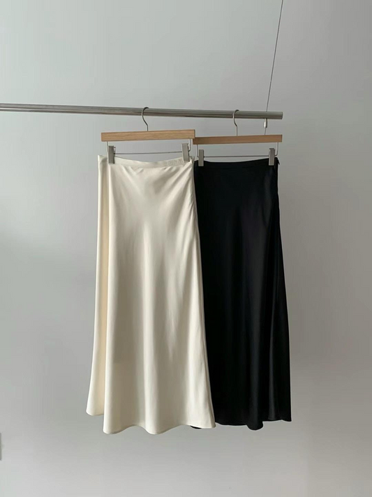 High Waist Satin Skirt *2 Colors