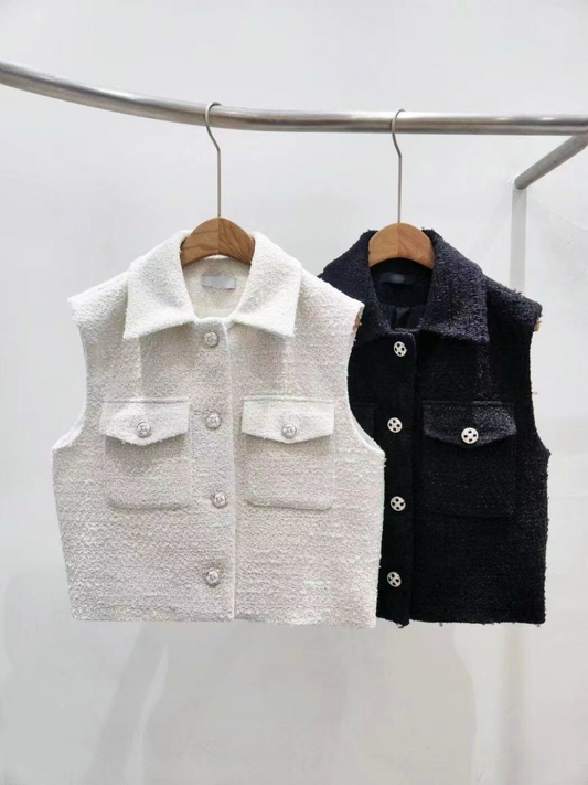 Tweed Collared Vest *2 Colors