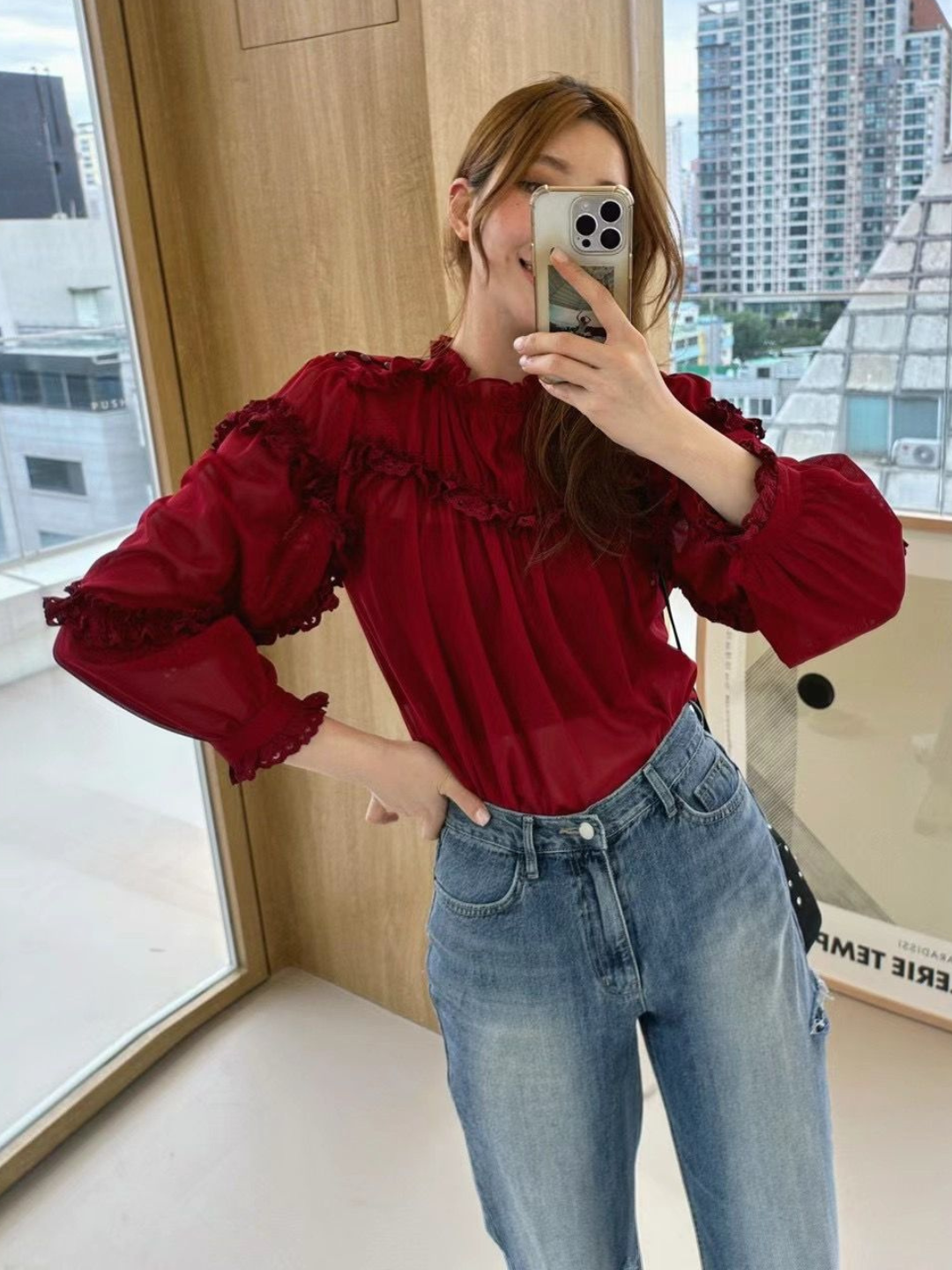 81 Market Ruffle Mesh Blouse *3 Colors