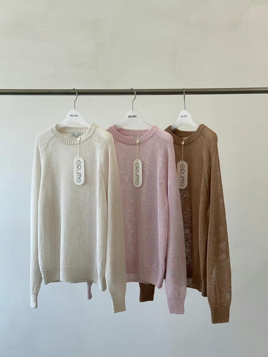 Long Sleeved Crew Neck Knit Pullover *3 Colors