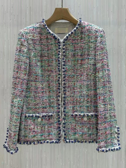 Multicolored Plaid Tweed Jacket