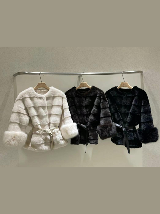 Merry J Quilted Fur Round-Neck Jacket *3 Colors