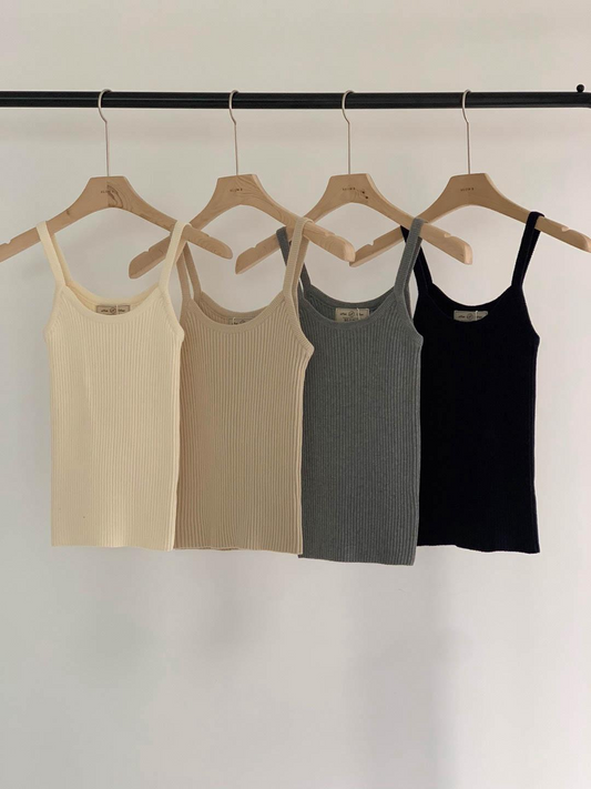 Ribbed-knit Sleeveless Tank-top *4 Colors