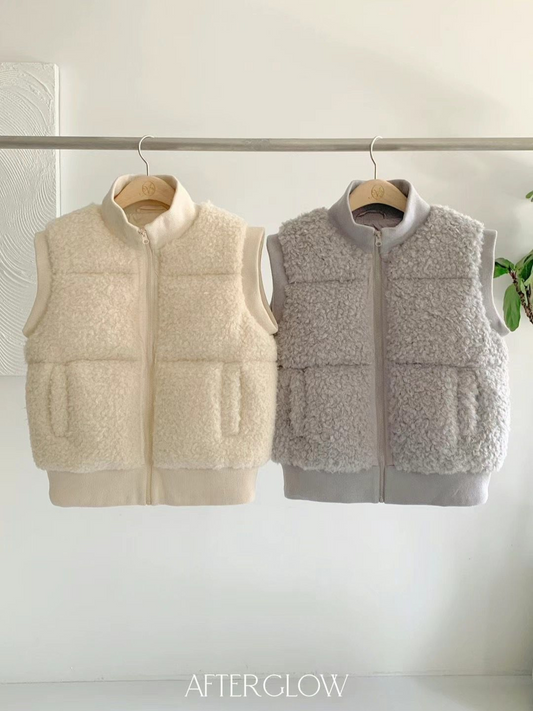Zip-up Sleeveless Fleece Vest *2 Colors