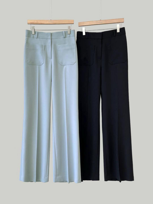 Patch Pockets Straight Trousers *2 Colors