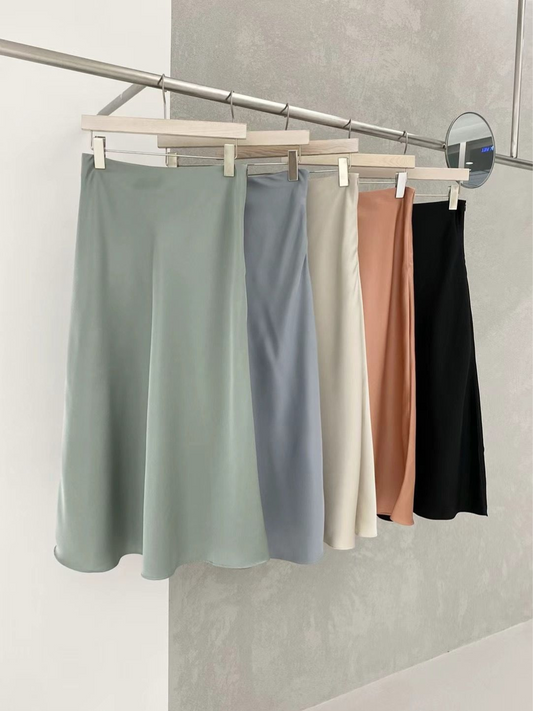 High-waist Silk Satin Skirt *5 Colors