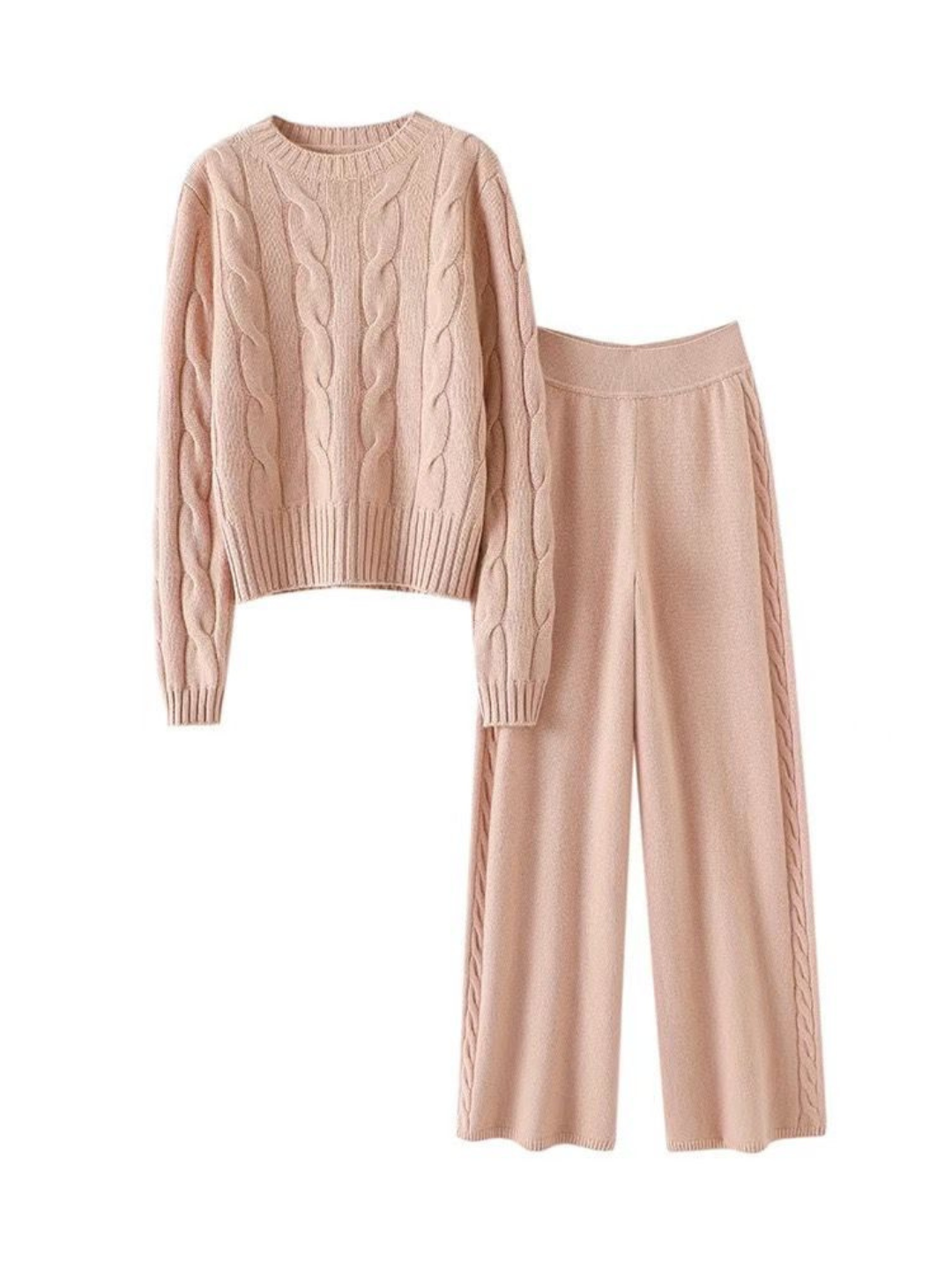 Cashmere Cable Knit Sweater & Pants Set *3 Colors (Sold Separately)