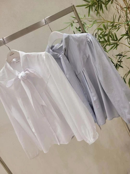 Bow-tie Neck Relaxed Blouse *2 Colors