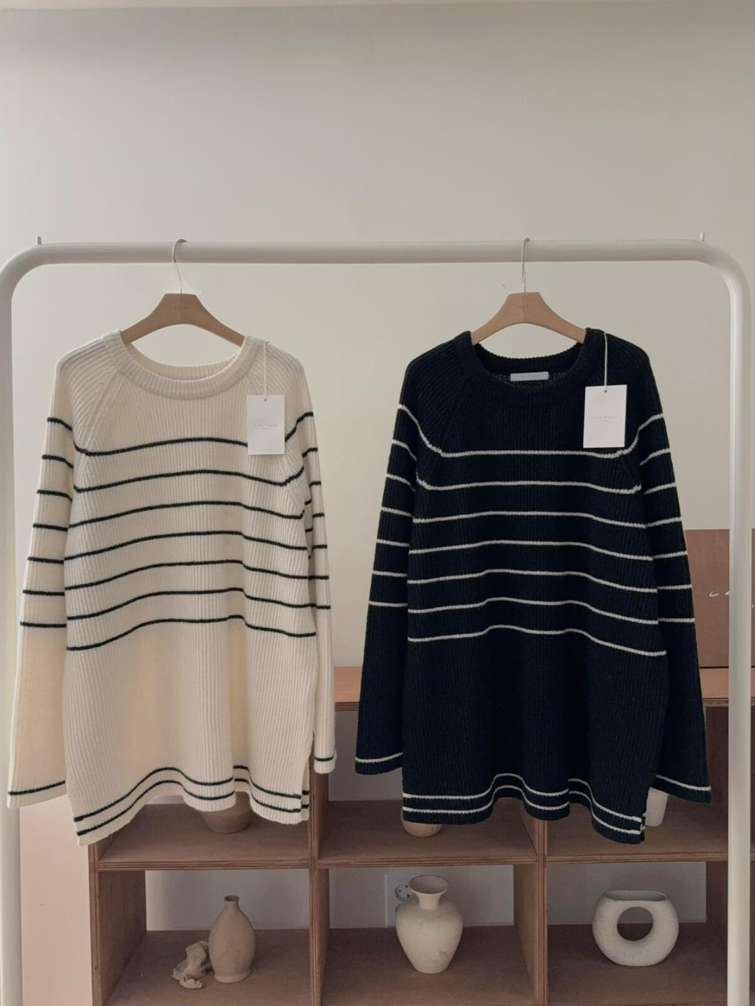 Ribbed Knit Striped Sweater *2 Colors