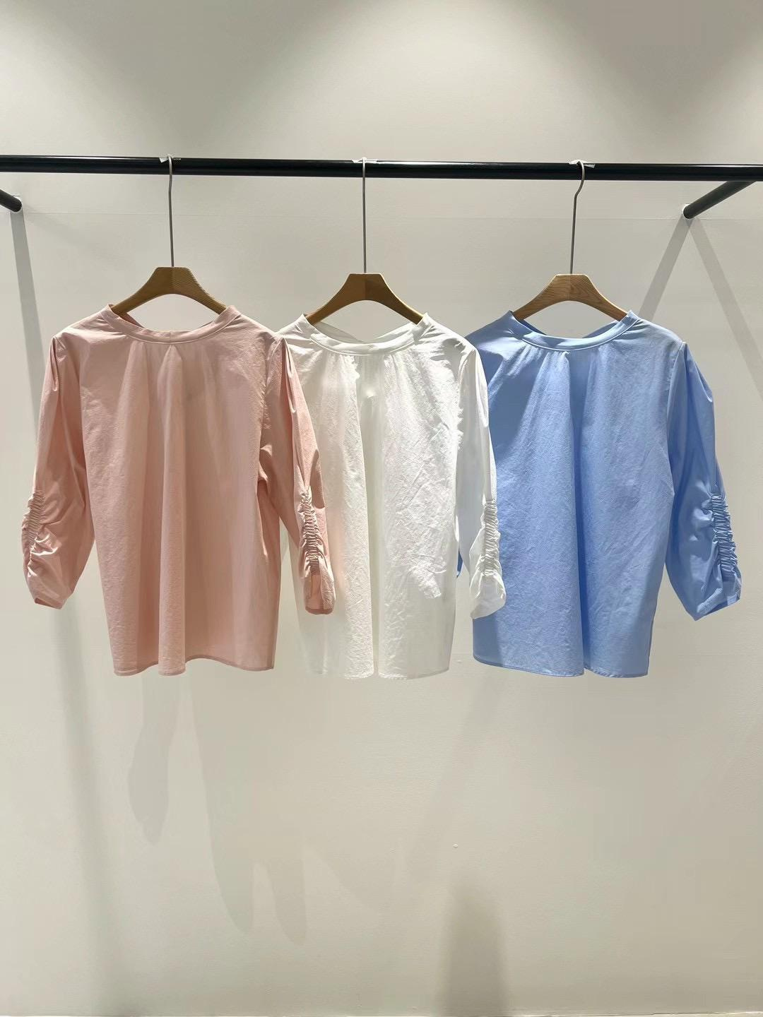 Ruched Long-sleeved Blouse *3 Colors