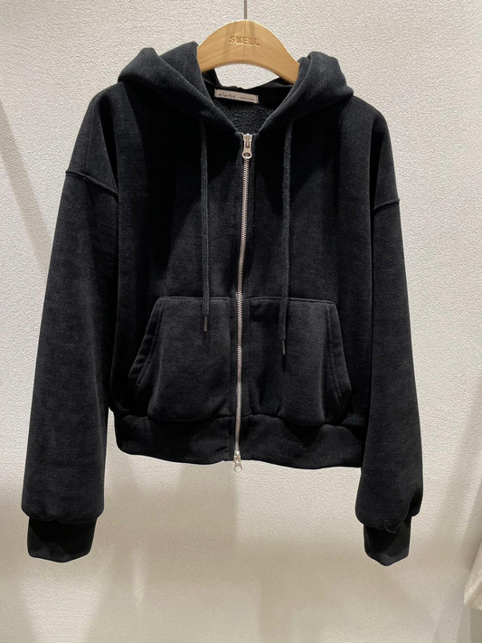 Zip-Up Fleeced Hoodie *3 Colors