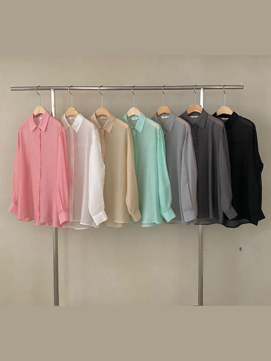 Linen Sheer Long Sleeved Shirt *7 Colors