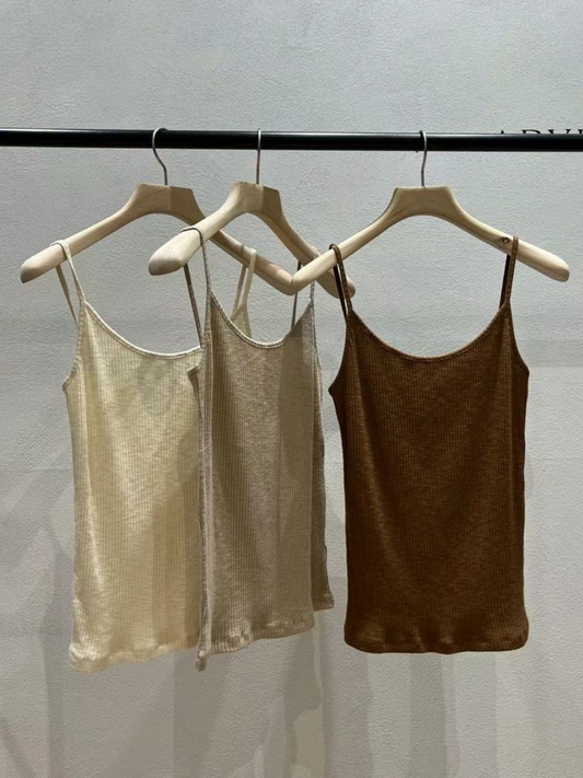 Ribbed-knit Cami Top *3 Colors