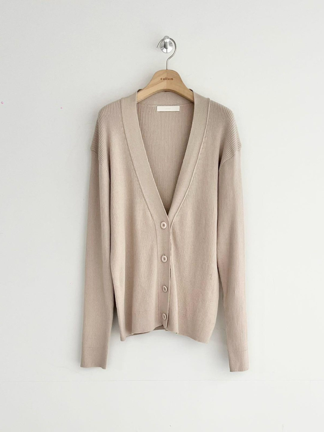 V-Neck Rib-knit Long Sleeved Cardigan *3 Colors