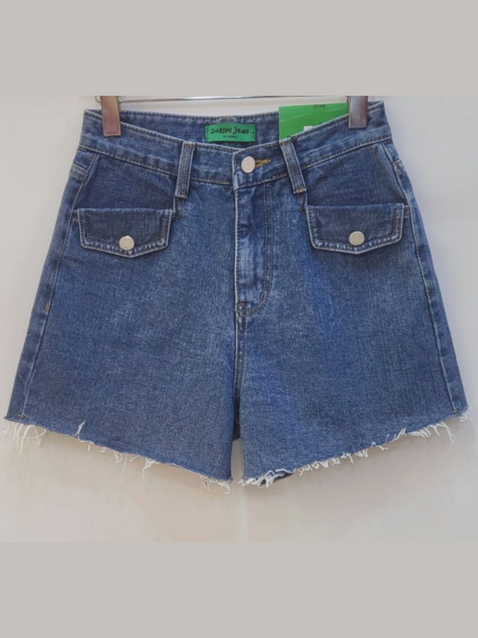 Fringed Wide Denim Shorts