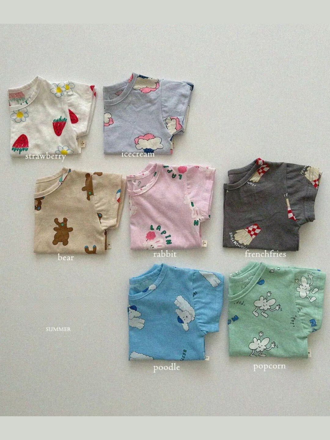 Summer Printed Kids Short Sleeved T-shirt *7 Colors