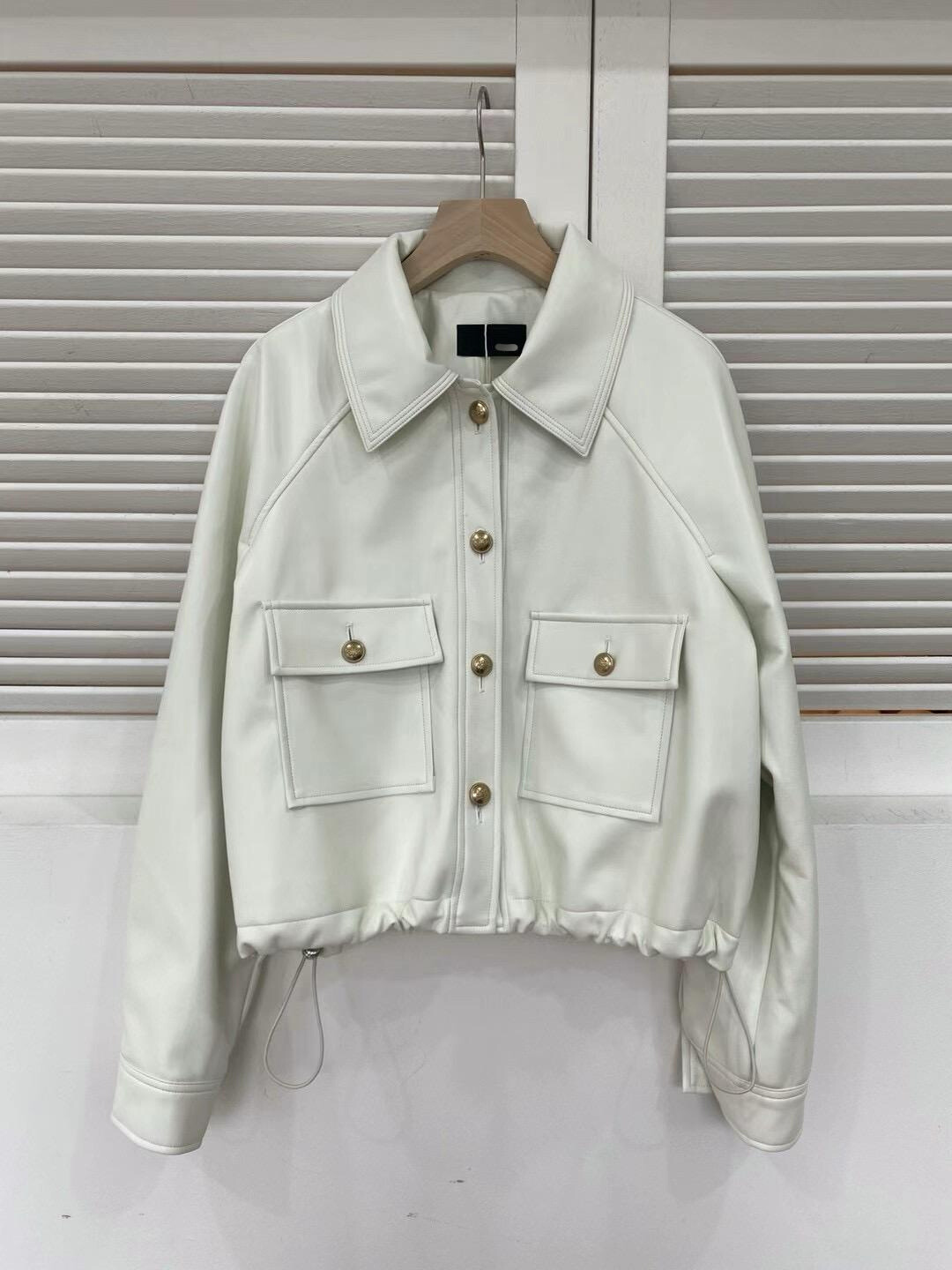 Collared Leathe Jacket *3 Colors