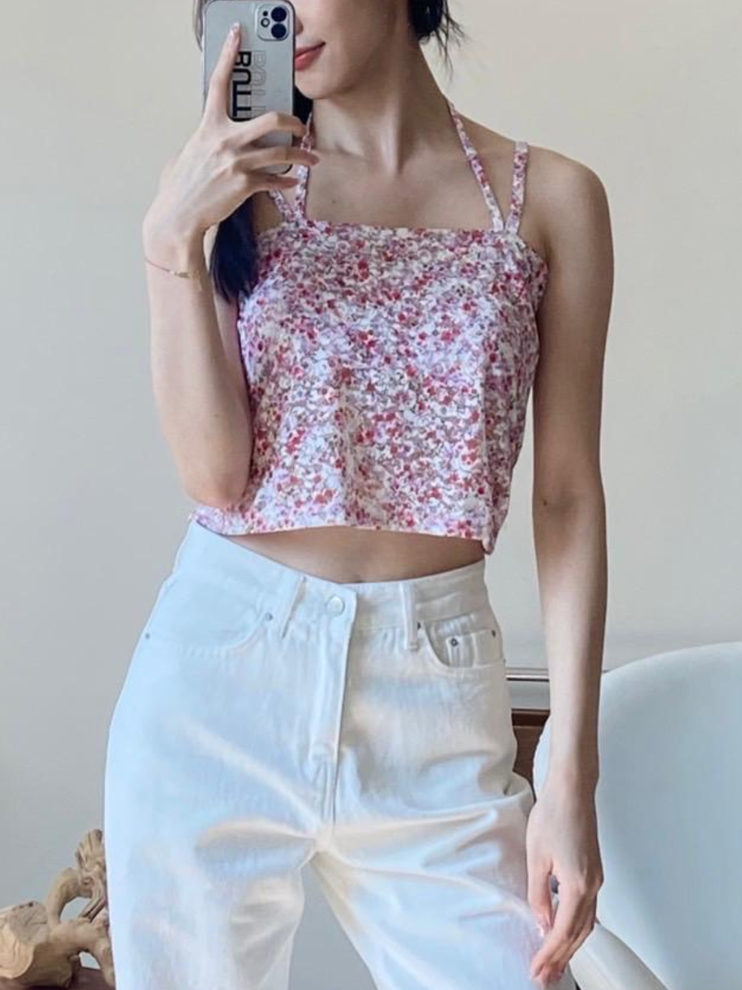 Floral Sleeveless Short Top *2 Colors