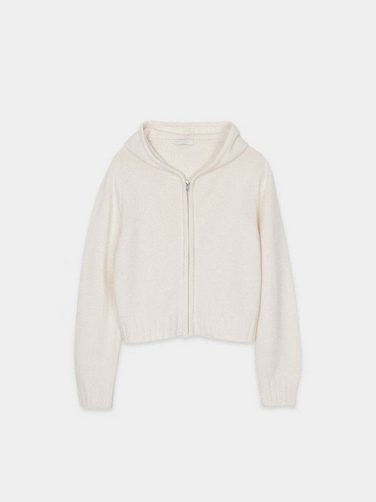 Zip-up Hooded Knit Cardigan *4 Colors