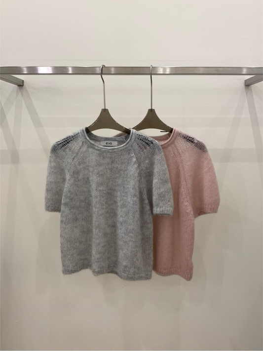 Short Sleeved Knit Top *2 Colors