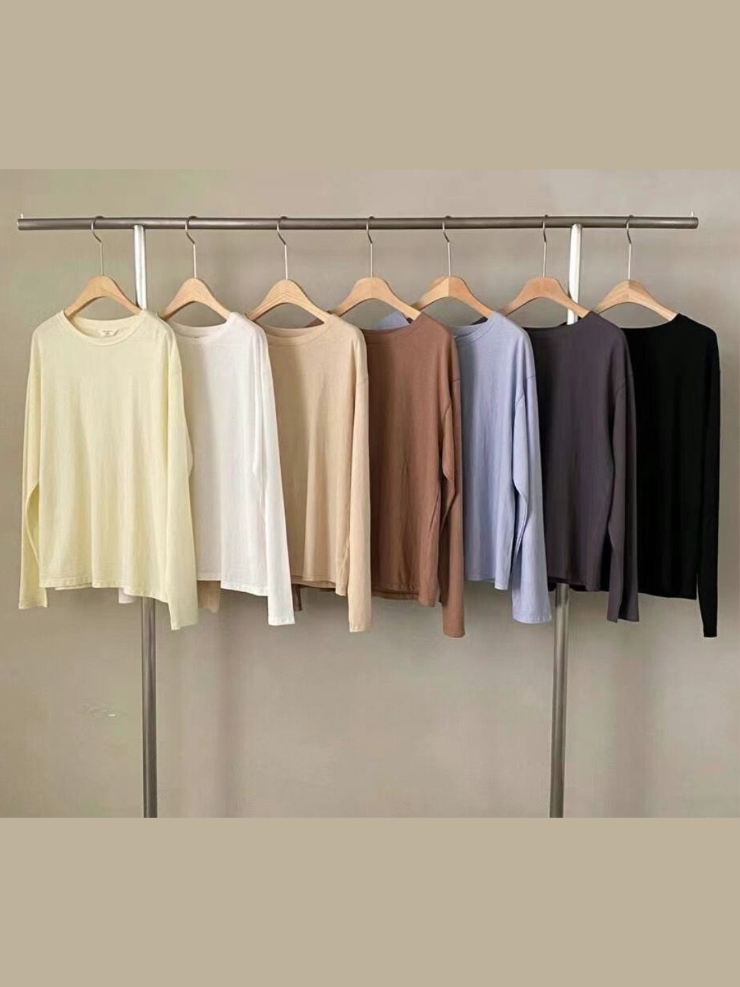 Neutral Boat Neck Long Sleeved T-shirt *12 Colors