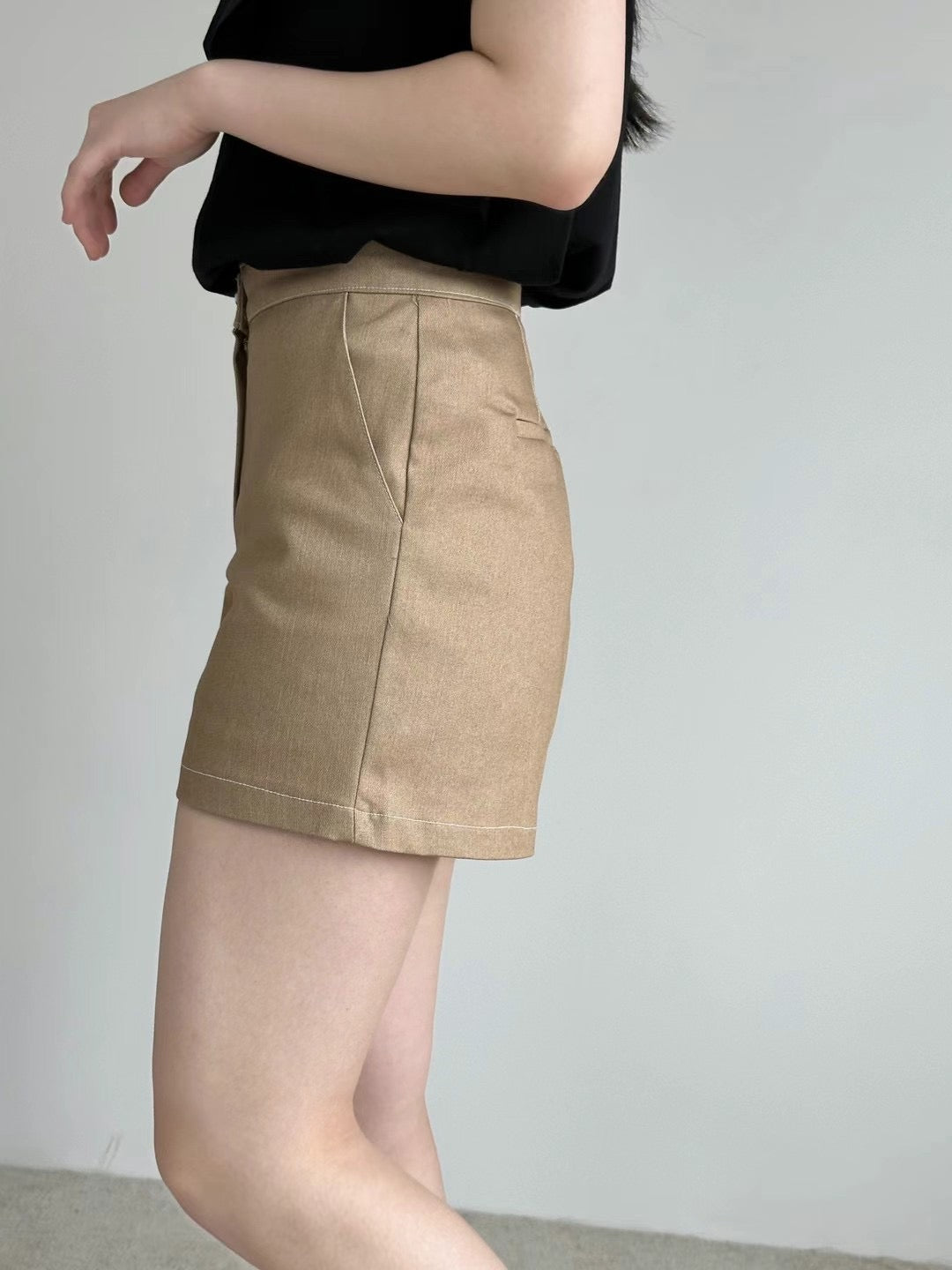 High Rise Cotton Shorts