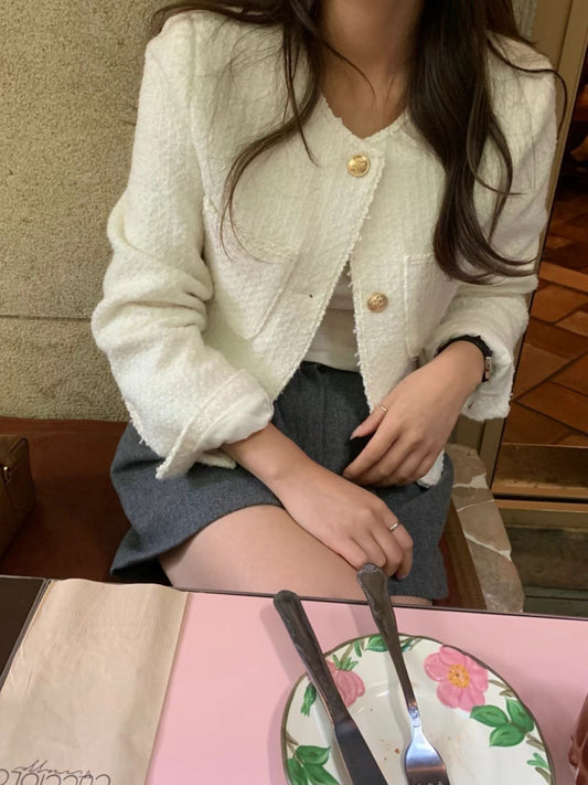 Classic Ivory Tweed Jacket