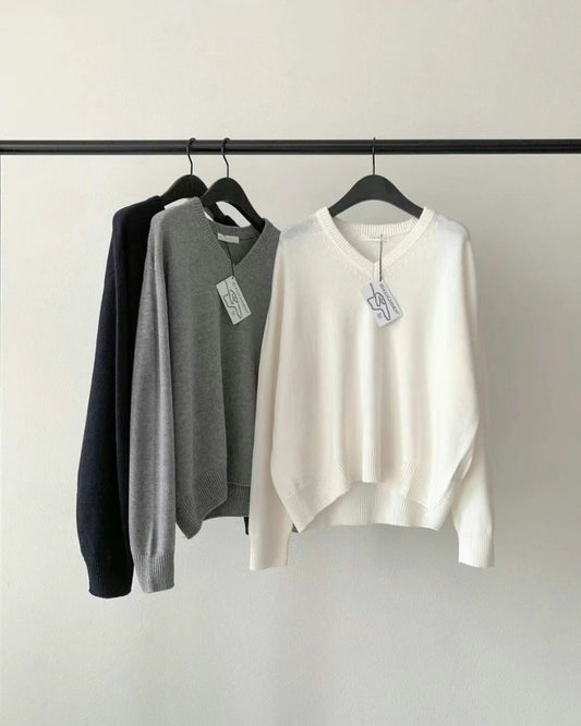 Basic Wool V Neck Sweater