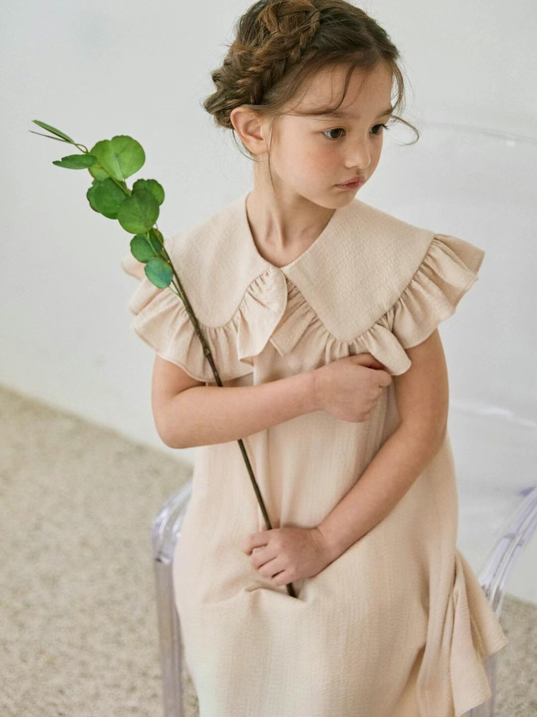 Ruffled Collar Kids Dress *2 Colors