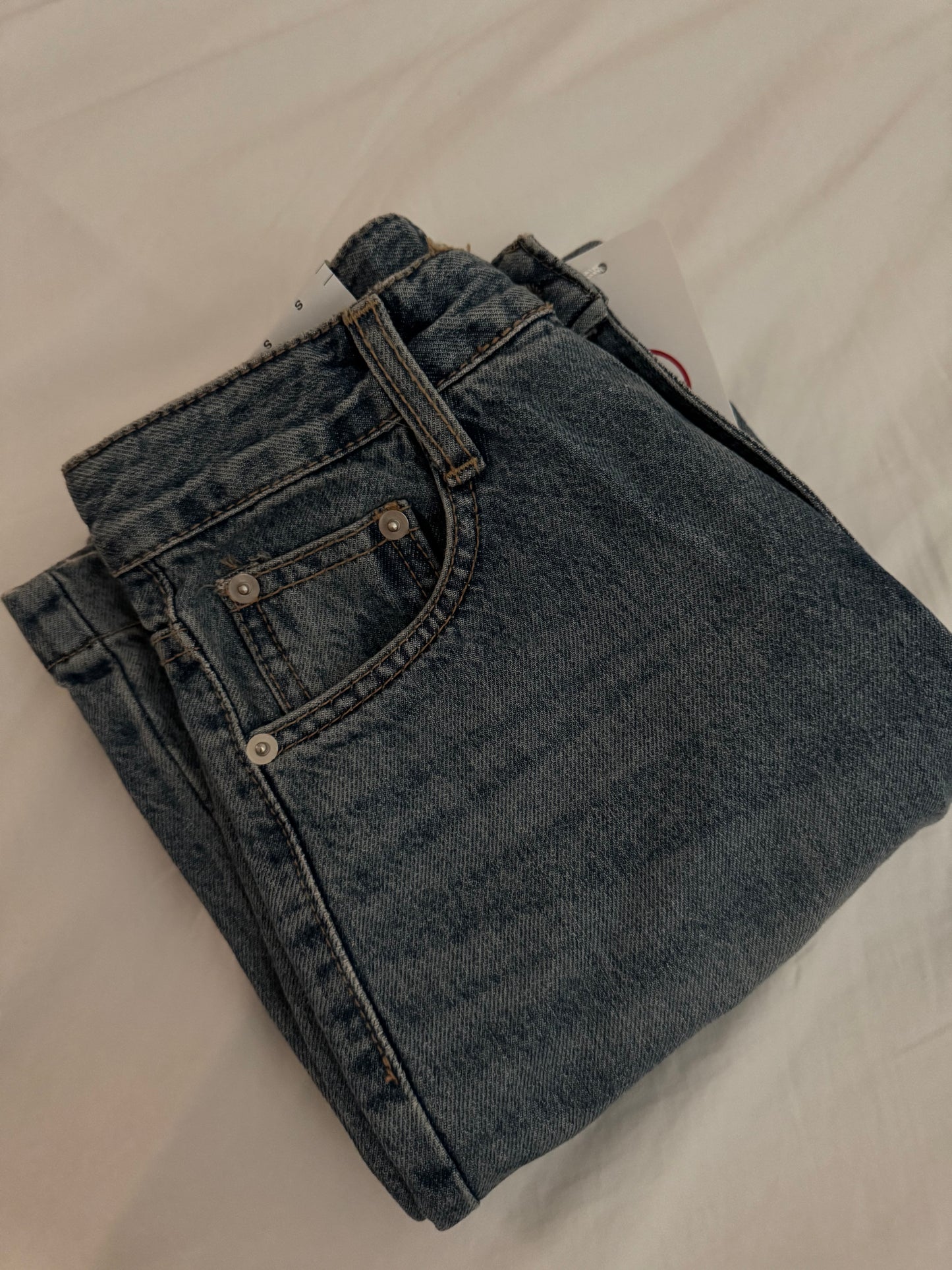 Washed Denim Flare Jeans