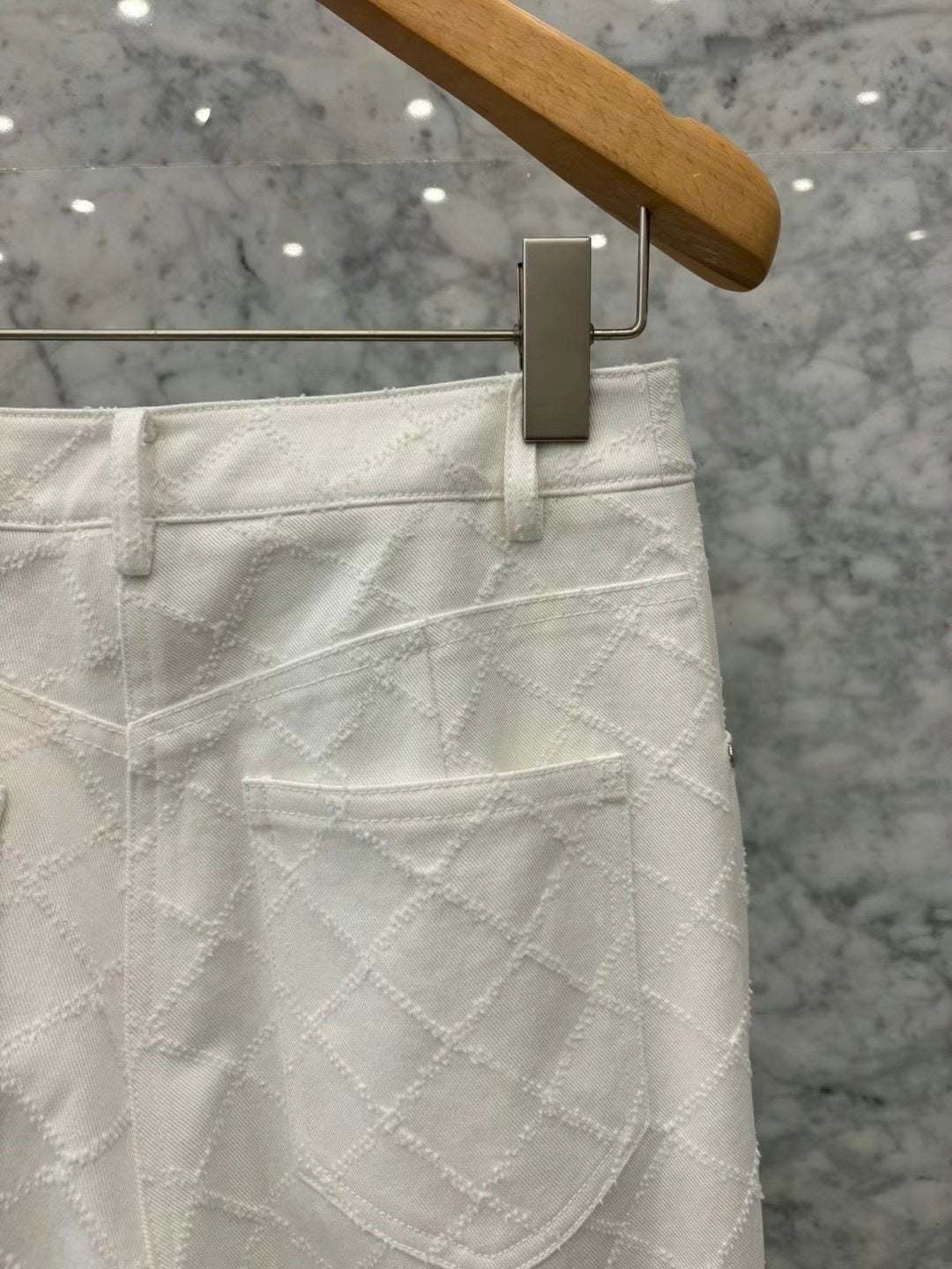 Quilted Relaxed White Jeans