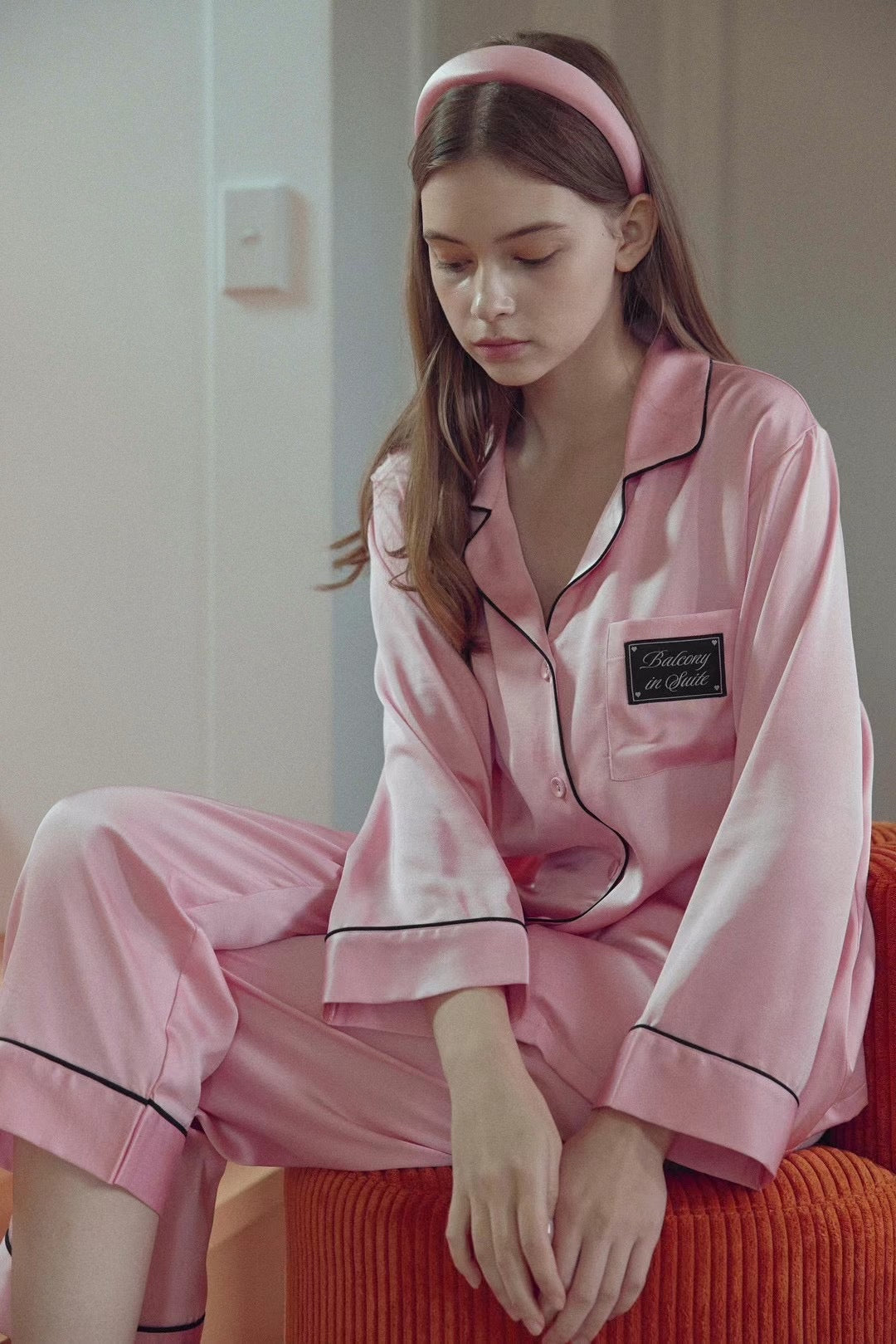 Balcony Silky Satin Pink PJ Set