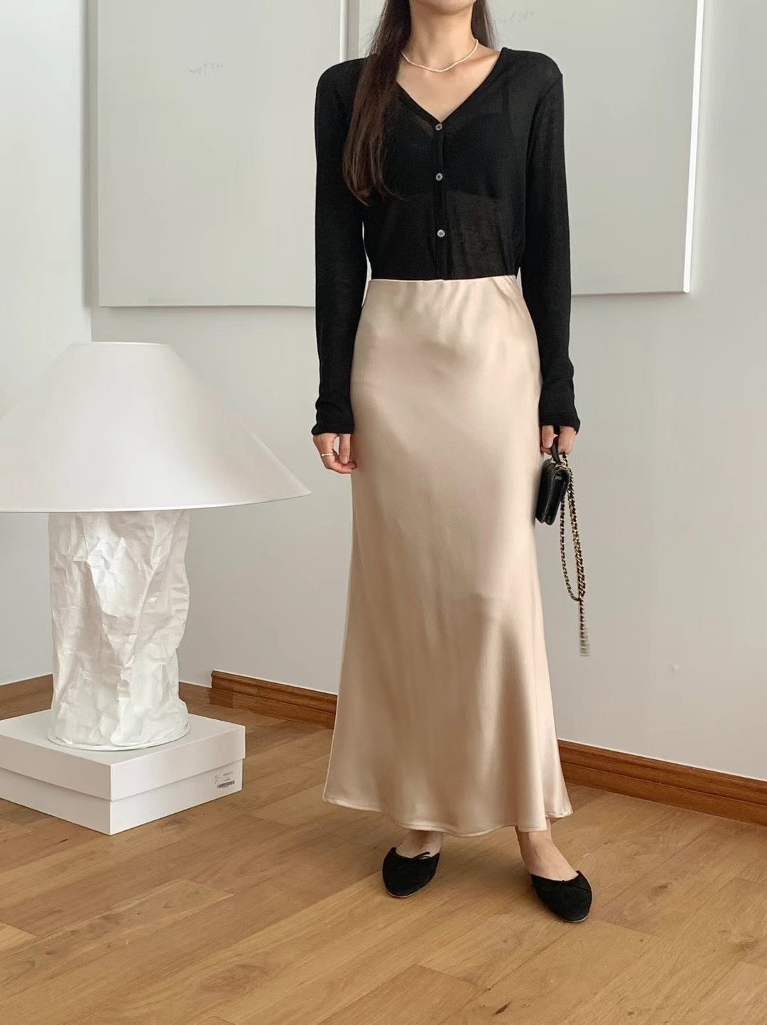 Satin Midi Skirt