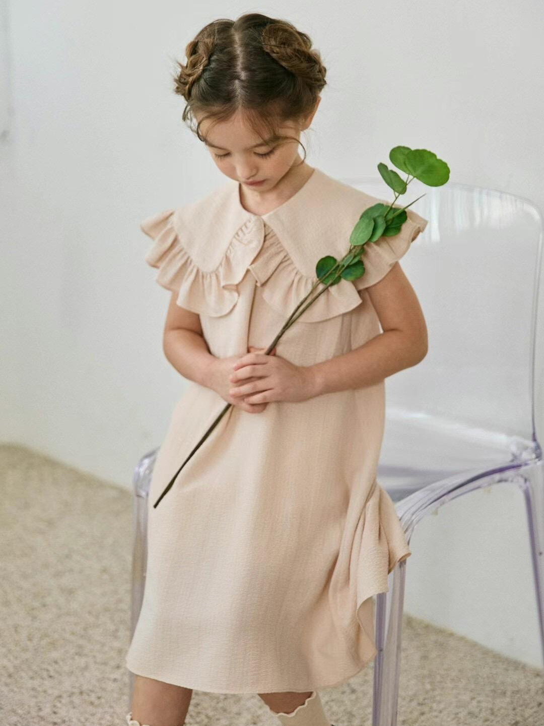 Ruffled Collar Kids Dress *2 Colors