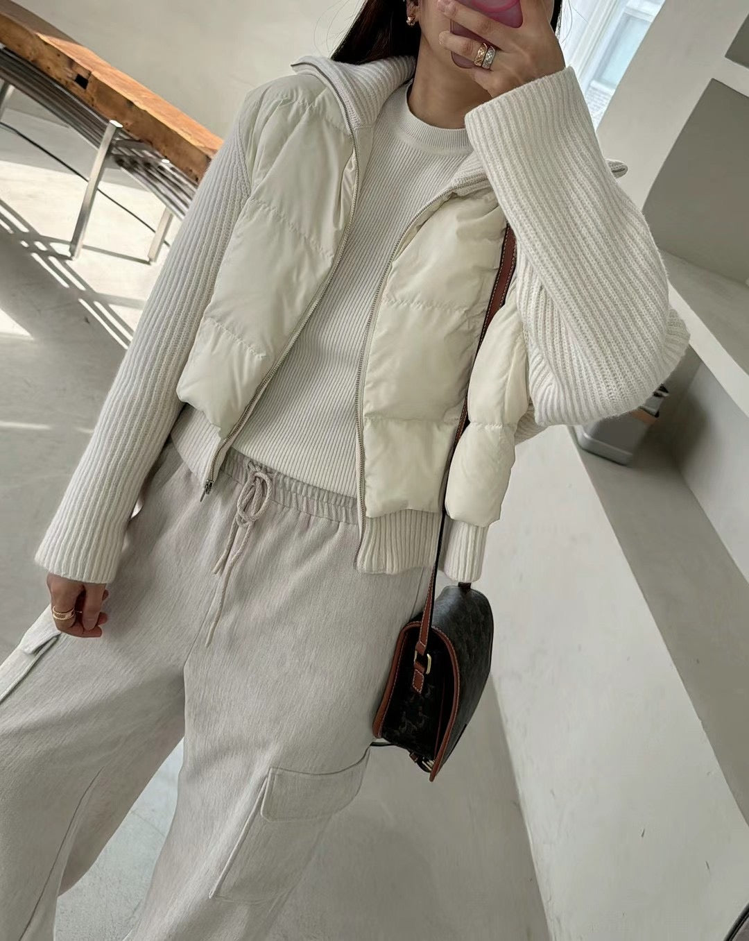 Goose Down Cashmere Knit Jacket